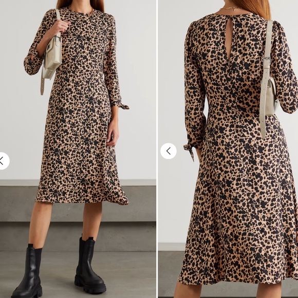 Reformation Port Leopard- Print Midi Dress Size 2 - Picture 1 of 14